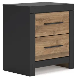 Vertani - Black / Honey Brown - Two Drawer Night Stand