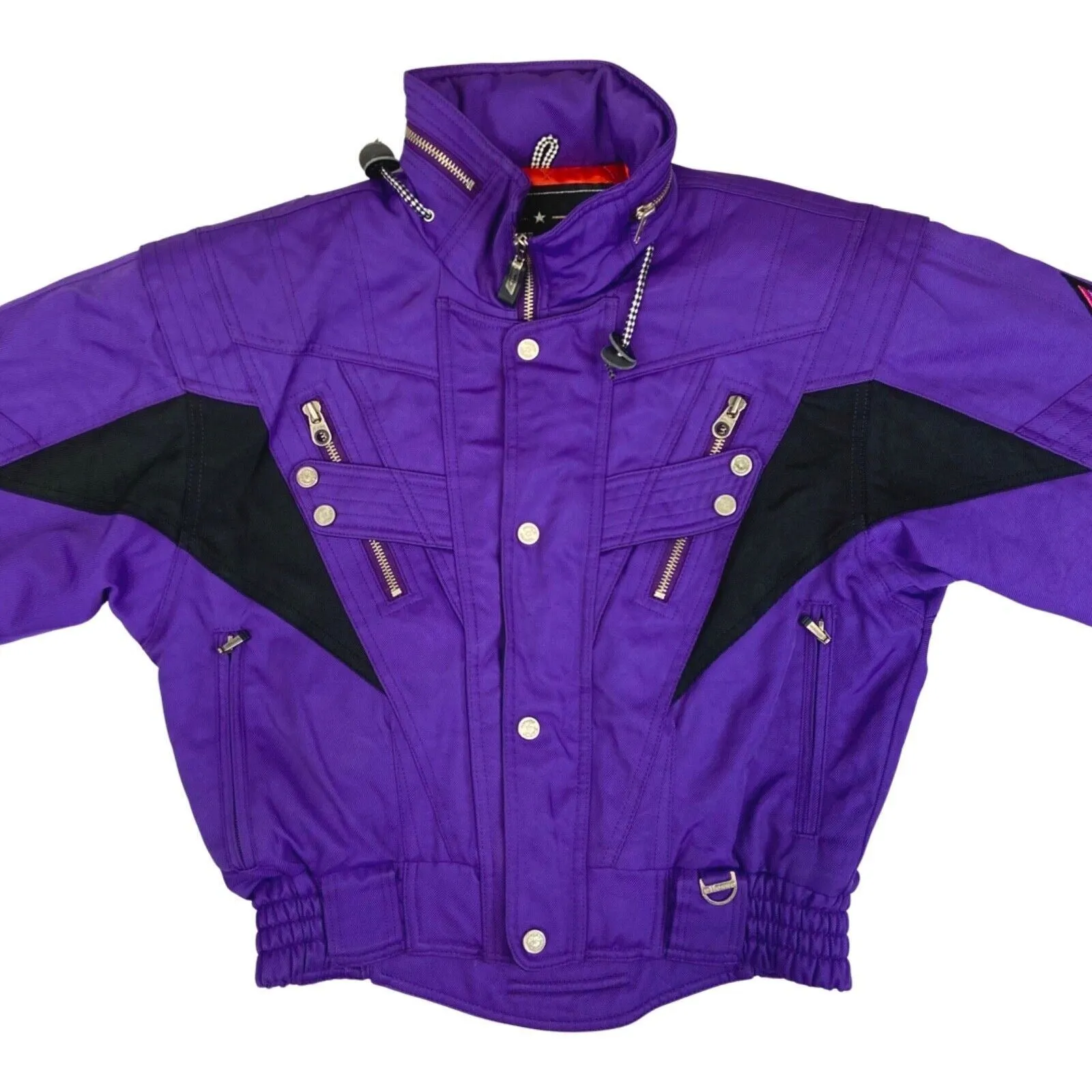 Vintage 80s 90s Purple Black Ellesse Embroidered Ski Jacket Coat 12 14 M