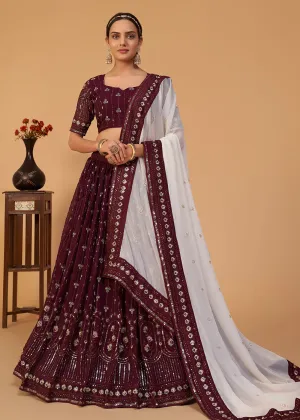 Wedding Plum Purple Embroidered Designer Lehenga Choli