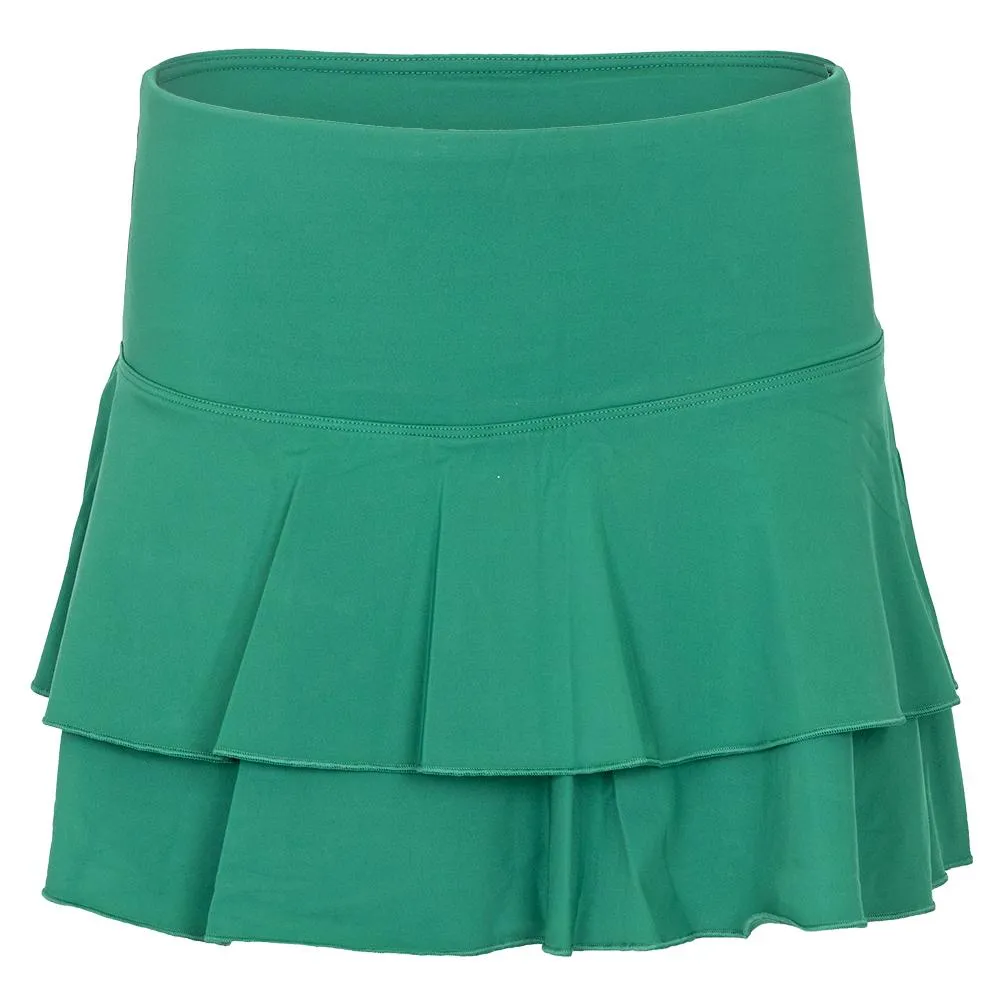 Womens 13.5 Inch Tiered Ruffle Tennis Skort Green Jacket