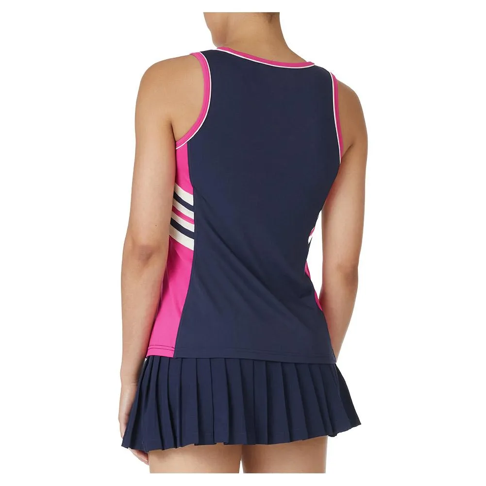 Womens Heritage Full Coverage Tennis Tank Fila Navy and Fuchsia Purple