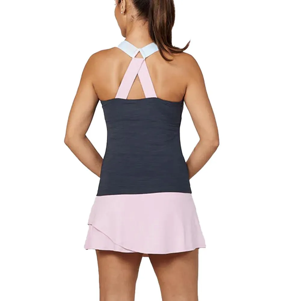 Womens Shades of Pink 24 Inch Tennis Tank with Built-In Bra Black and Pink